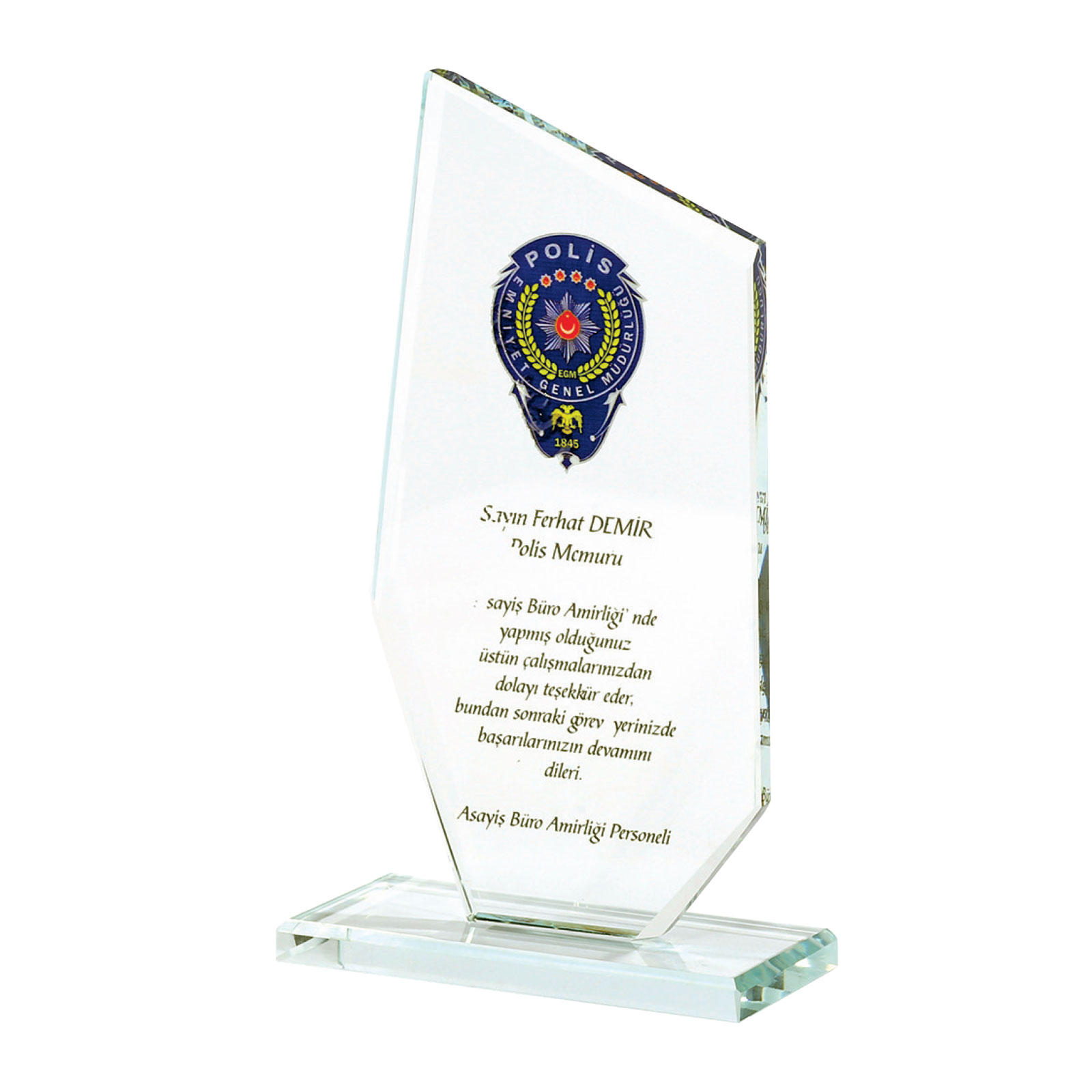 KAŞGAR ŞEFFAF KRİSTAL PLAKET
