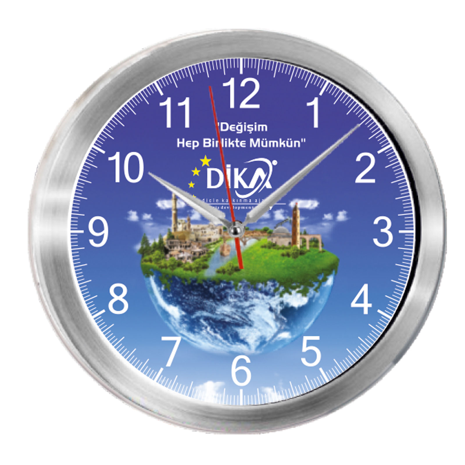 TRİTON091 GÜMÜŞ METAL KASA DUVAR SAATİ (350 MM) 2