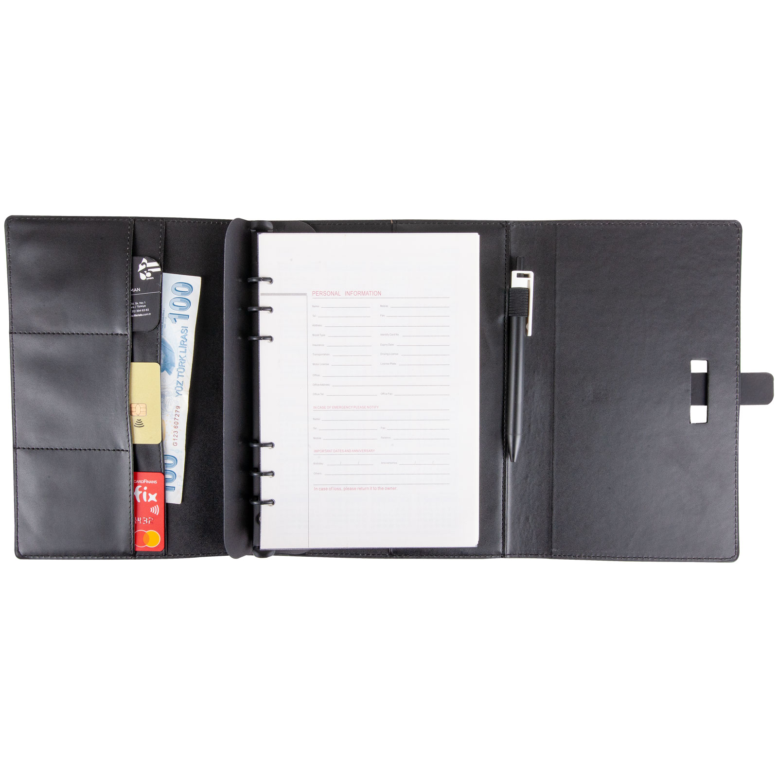 DEMİRTEPE SİYAH TARİHSİZ ORGANİZER DEFTER (17x22CM) 2