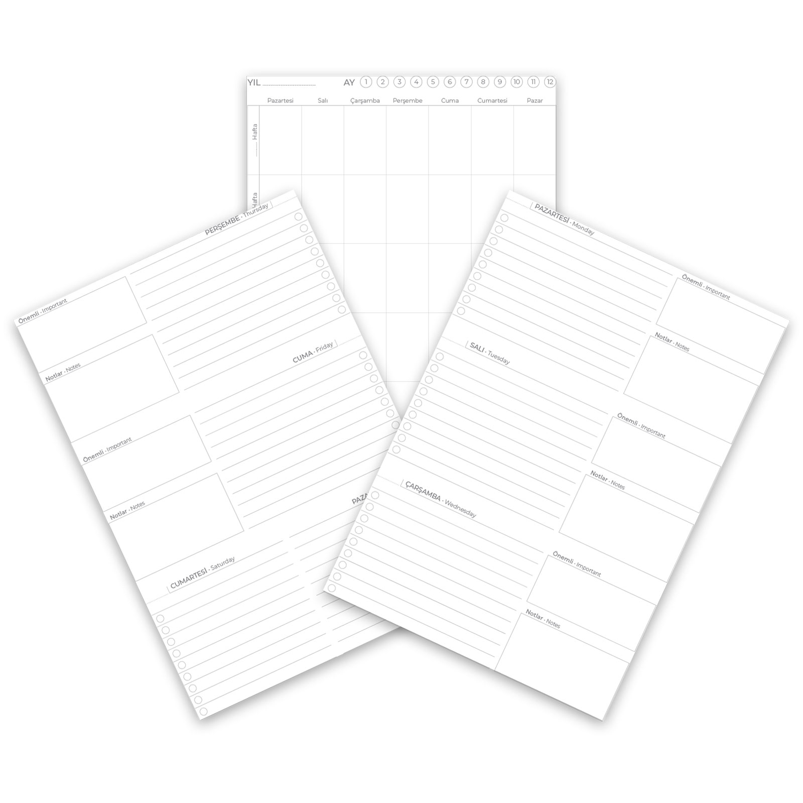 KOLEJ SİYAH SPİRALLİ HAFTALIK PLANLAYICI (20x28 CM) 2